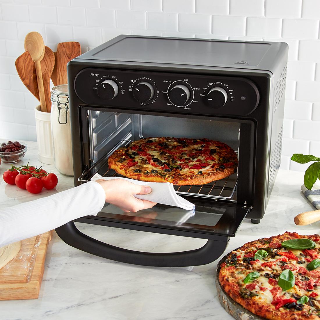 Cooking a pizza in an air fryer toaster oven