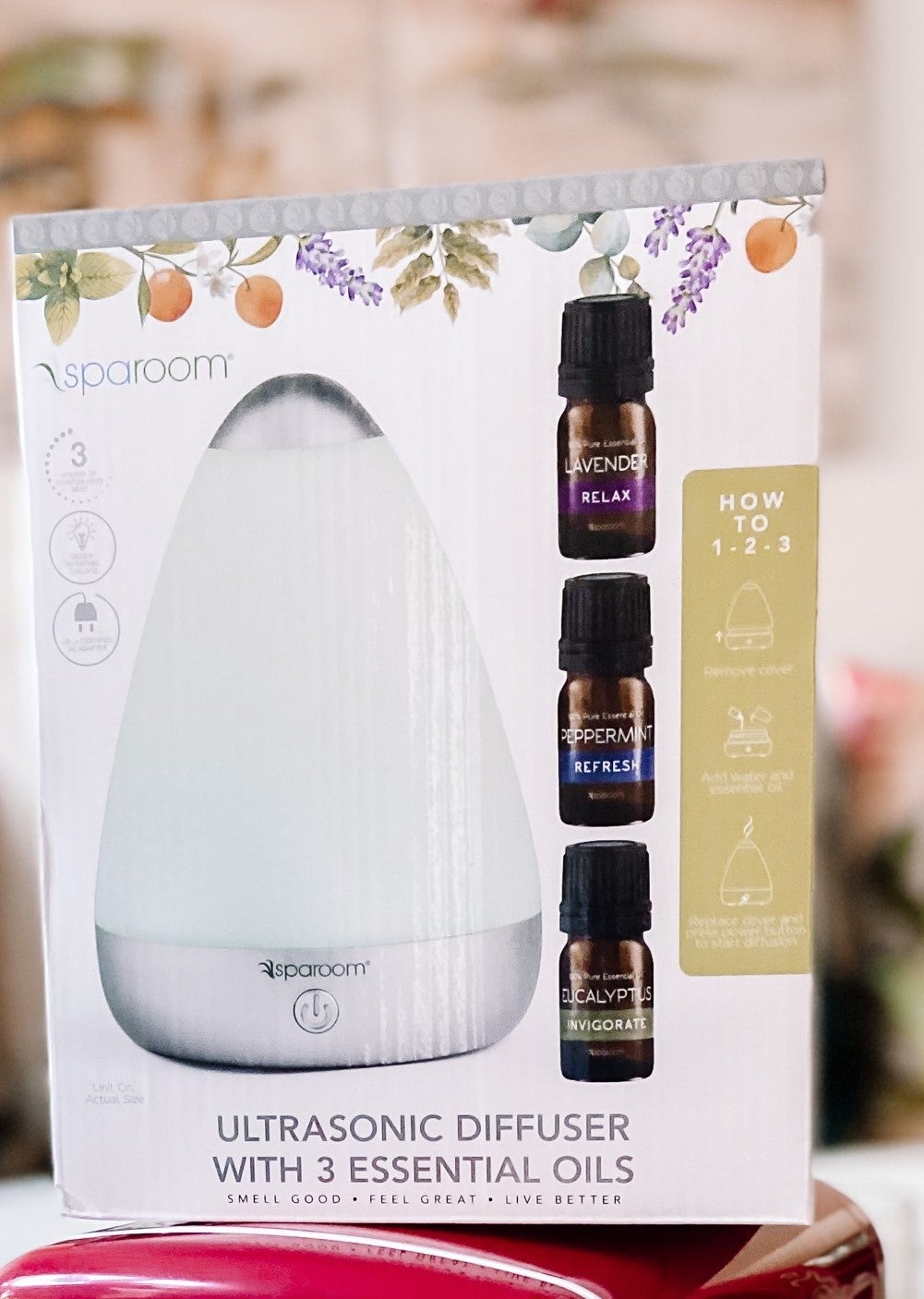sparoom ultrasonic essential oil diffuser with 3 different oils