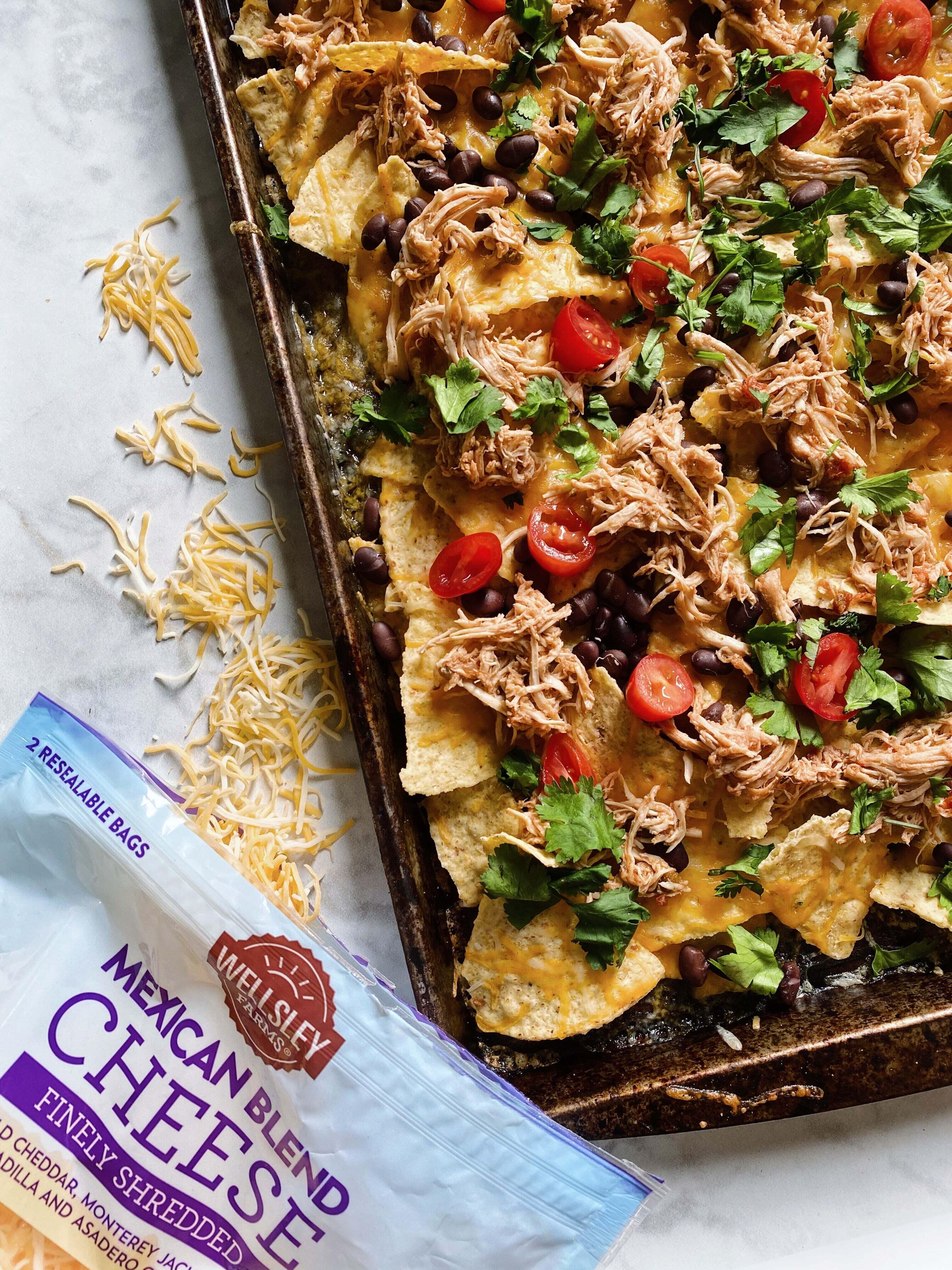 Slow Cooker Salsa Chicken + CreateYourOwn Nachos for a customizable